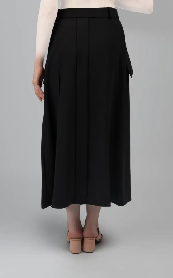 دامن زنانه مشکی پاییز-زمستانه مدل میدی تا‌دار نوادو