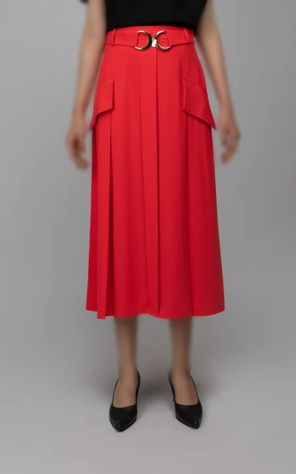 دامن زنانه نارنجی پاییز-زمستانه مدل میدی تا‌دار نوادو