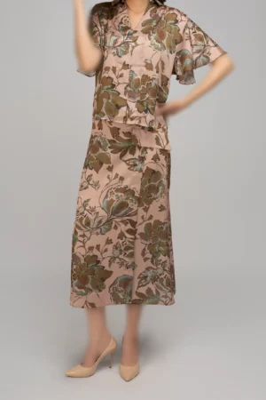 دامن زنانه طرح‌دار مدل میدی پاییز-زمستانه نوادو