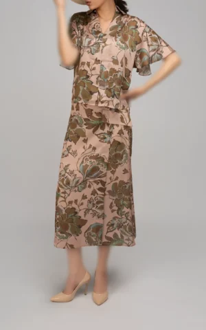 دامن زنانه طرح‌دار مدل میدی پاییز-زمستانه نوادو