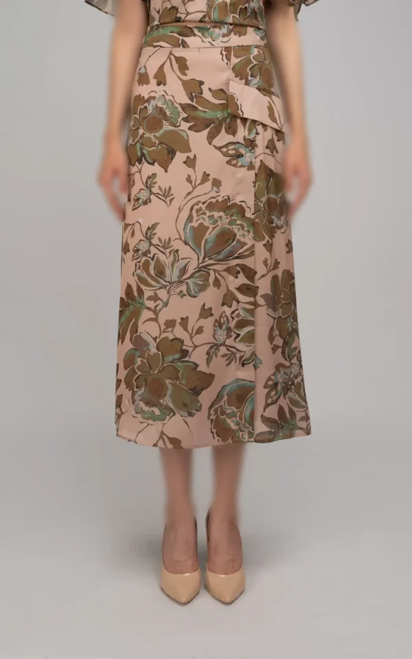 دامن زنانه طرح‌دار مدل میدی پاییز-زمستانه نوادو