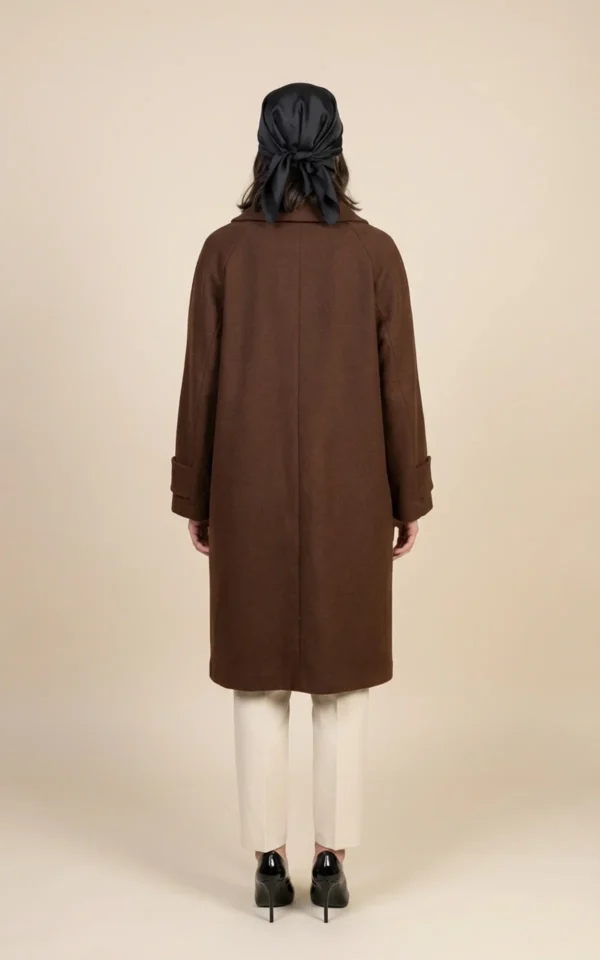 پالتو زنانه قهوه‌ای بلند با یقه برند نوادو کد 404018041669 - Image 4