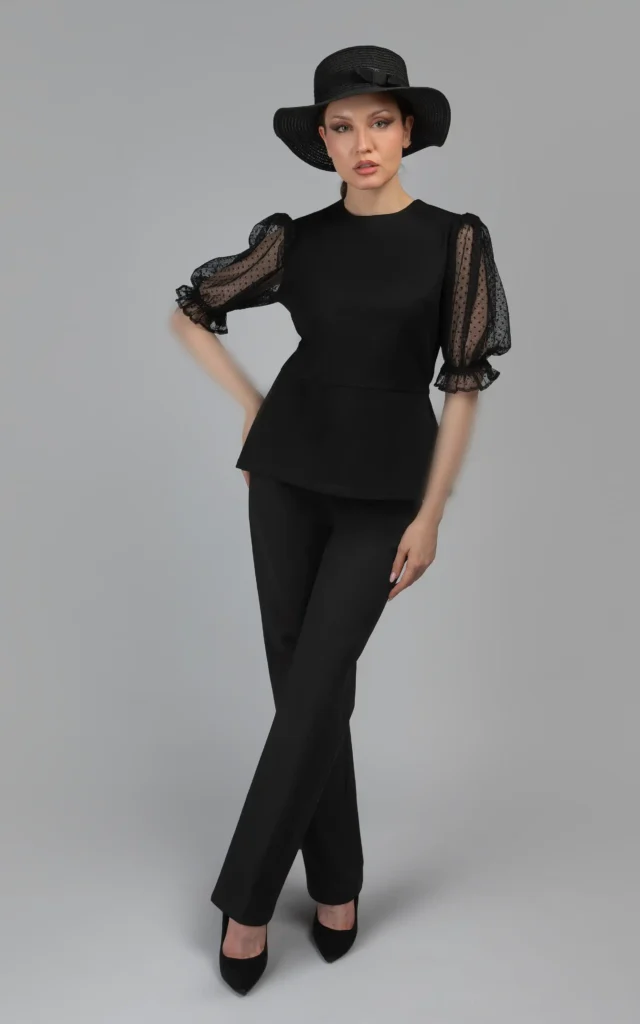 شلوار زنانه مشکی راسته رسمی مجلسی پاییز-زمستانه نوادو