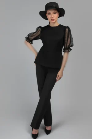 شلوار زنانه مشکی راسته رسمی مجلسی پاییز-زمستانه نوادو