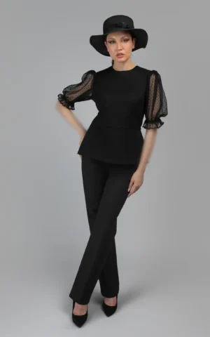 شلوار زنانه مشکی راسته رسمی مجلسی پاییز-زمستانه نوادو