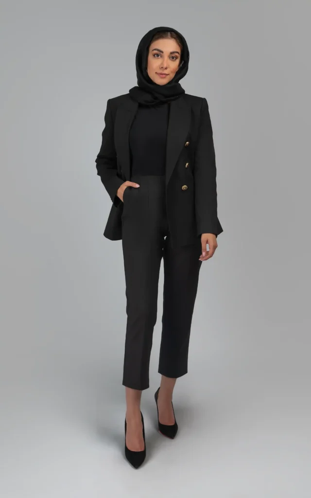 شلوار زنانه مشکی شیک رسمی بدون جای کمربند نوادو