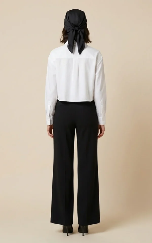 شلوار مشکی زنانه دم‌پا گشاد با تن‌خور کلاسیک نوادو کد 404023211670 - Image 4