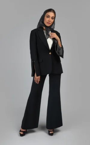 شلوار زنانه مشکی واید پاییز-زمستانه بلند نوادو