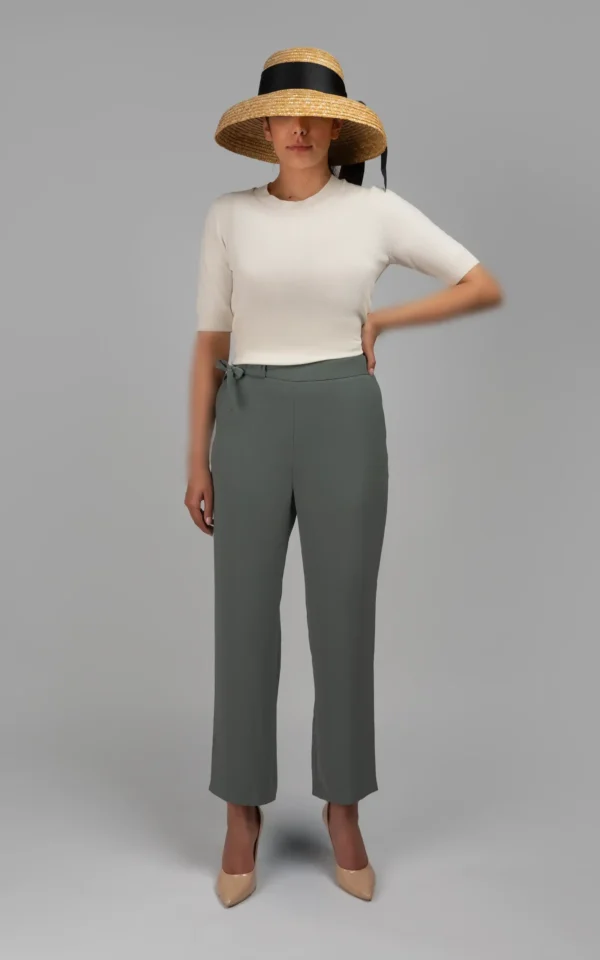 شلوار زنانه سبز-طوسی پاییز-زمستانه راسته نوادو