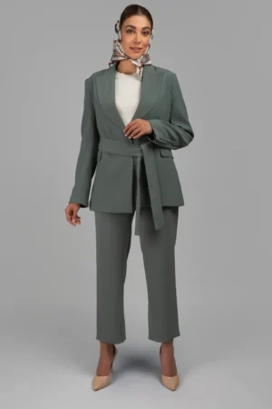 شلوار زنانه سبز-طوسی پاییز-زمستانه راسته نوادو