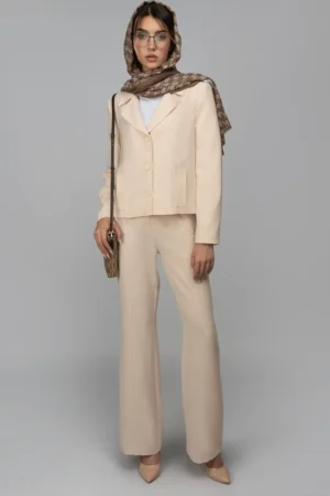 شلوار زنانه کرمی پاییز-زمستانه راسته نوادو