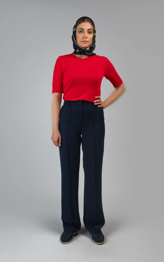 شلوار زنانه سرمه‌ای رنگ پاییز-زمستانه بلند رسمی نوادو