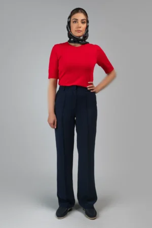 شلوار زنانه سرمه‌ای رنگ پاییز-زمستانه بلند رسمی نوادو