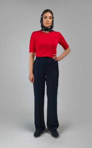 شلوار زنانه سرمه‌ای رنگ پاییز-زمستانه بلند رسمی نوادو