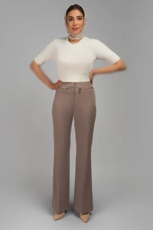 شلوار زنانه بژ پاییز-زمستانه راسته نوادو