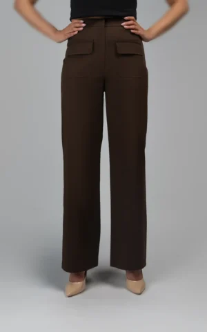 شلوار زنانه رسمی قهوه‌ای پاییز-زمستانه راسته نوادو