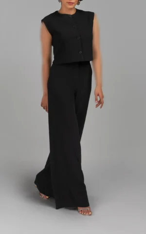 جلیقه زنانه مشکی بدون آستین رسمی پاییز-زمستانه نوادو