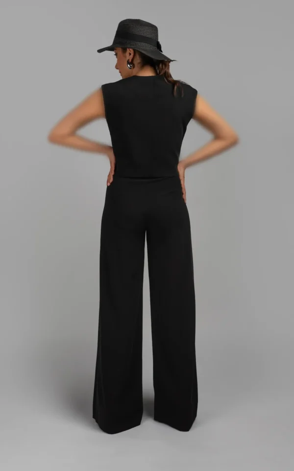 جلیقه زنانه مشکی بدون آستین رسمی پاییز-زمستانه نوادو