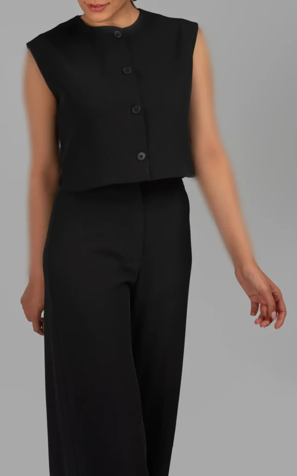 جلیقه زنانه مشکی بدون آستین رسمی پاییز-زمستانه نوادو