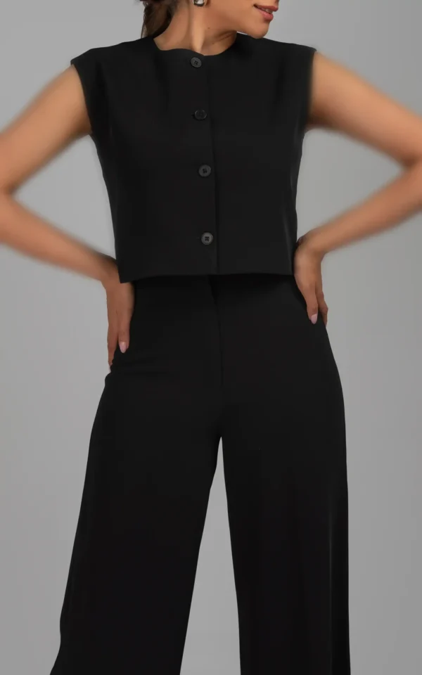 جلیقه زنانه مشکی بدون آستین رسمی پاییز-زمستانه نوادو