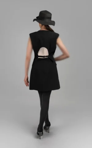 جلیقه زنانه دکمه‌دار بدون آستین پاییز-زمستانه مشکی نوادو