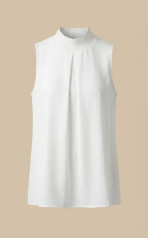 تاپ زنانه بدون آستین سفید با یقه ایستاده و پیلی نوادو کد 404111041582