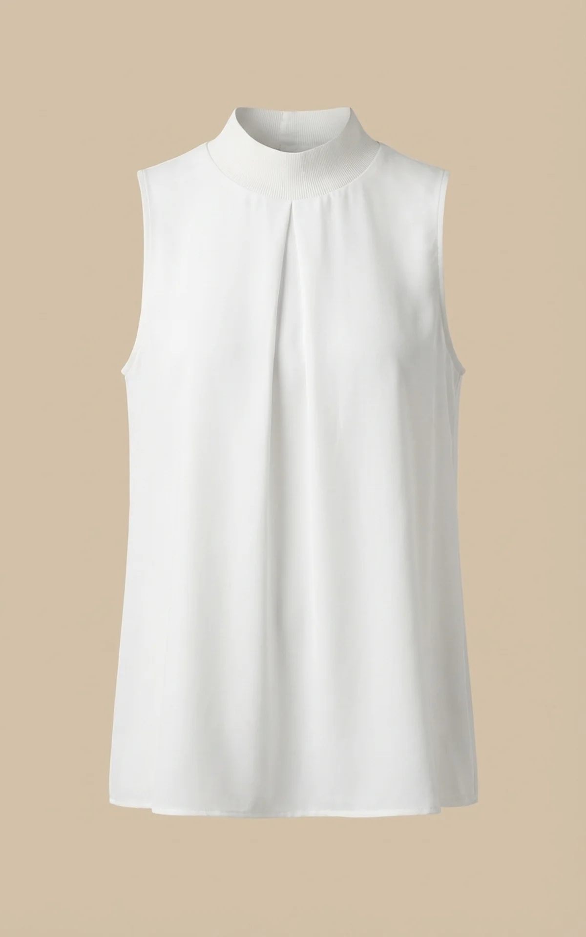 W-404111041582-3 تاپ زنانه بدون آستین سفید با یقه ایستاده و پیلی نوادو کد 404111041582 - Image 1