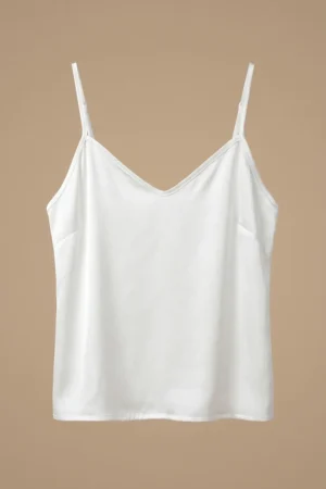 تاپ زنانه سفید با یقه هفت و بندهای نازک نوادو کد 404111061818