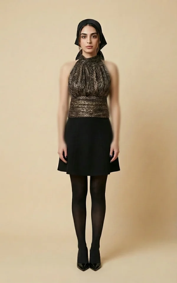 تاپ زنانه طرح‌دار بدون آستین برند نوادو پاییز-زمستانه