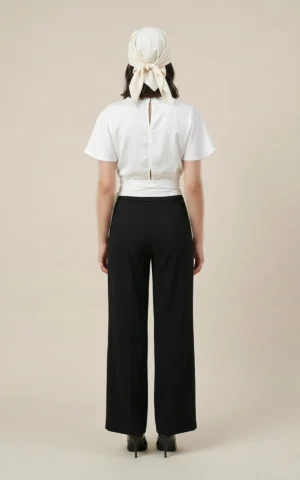 تاپ زنانه سفید با آستین‌های کلوش کوتاه نوادو کد 404111101531 - Image 4