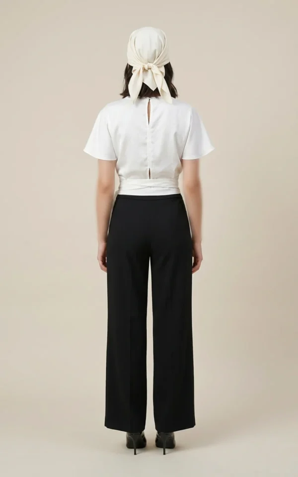 تاپ زنانه سفید با آستین‌های کلوش کوتاه نوادو کد 404111101531 - Image 4