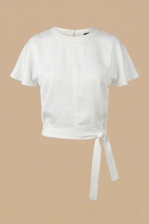 تاپ زنانه سفید با آستین‌های کلوش کوتاه نوادو کد 404111101531