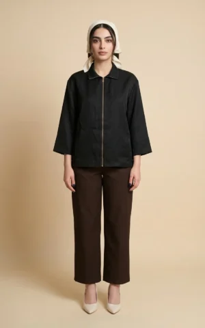 کت زنانه مشکی با یقه برگردان نوادو کد 404112151811 - Image 3