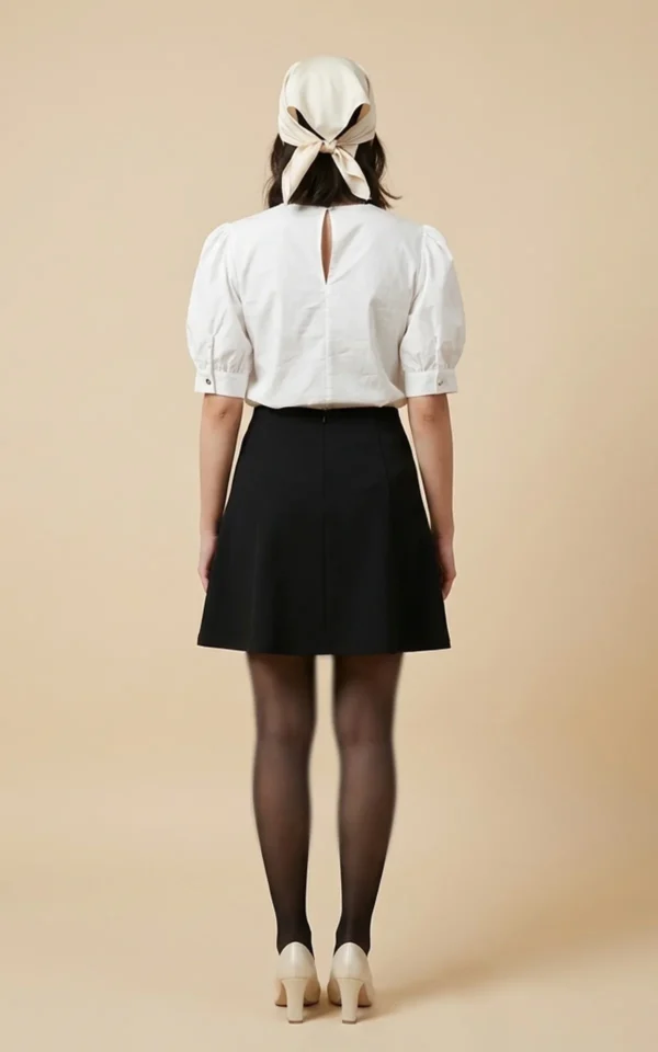 بلوز زنانه سفید آستین کوتاه پاییز-زمستانه نوادو