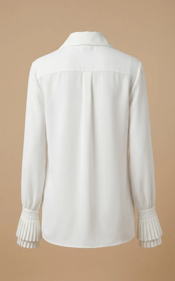 بلوز زنانه سفید با یقه کراواتی پهن و آستین‌های بلند نوادو کد 404112221572 - Image 4