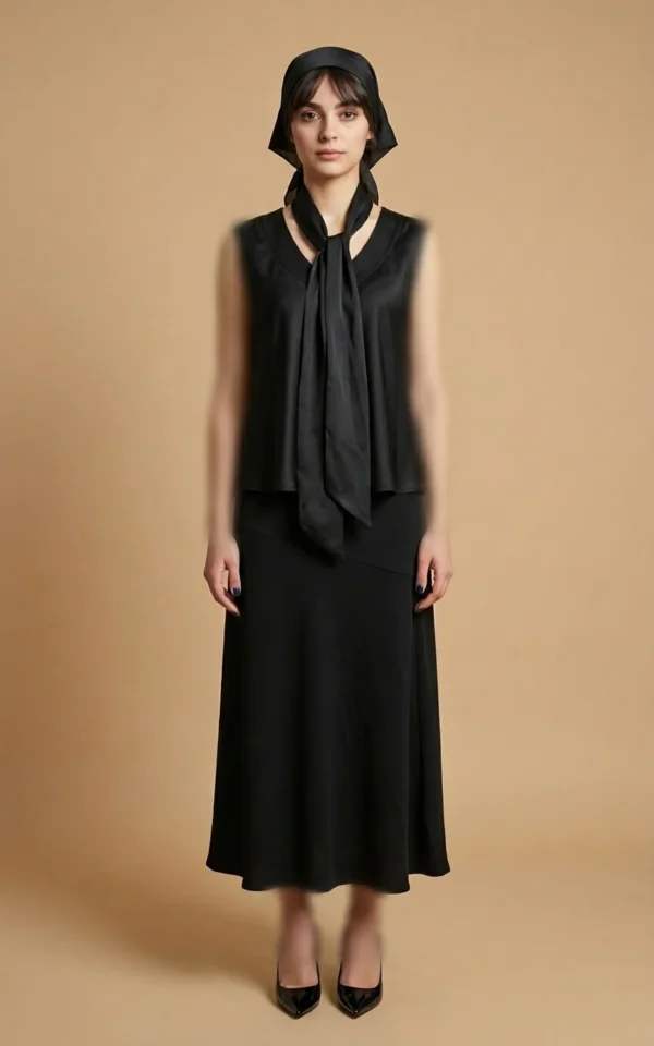 بلوز مشکی بدون آستین با پاپیون یقه زنانه نوادو کد 404112301744 - Image 3