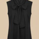 بلوز مشکی بدون آستین با پاپیون یقه زنانه نوادو کد 404112301744