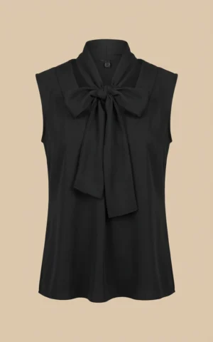 بلوز مشکی بدون آستین با پاپیون یقه زنانه نوادو کد 404112301744