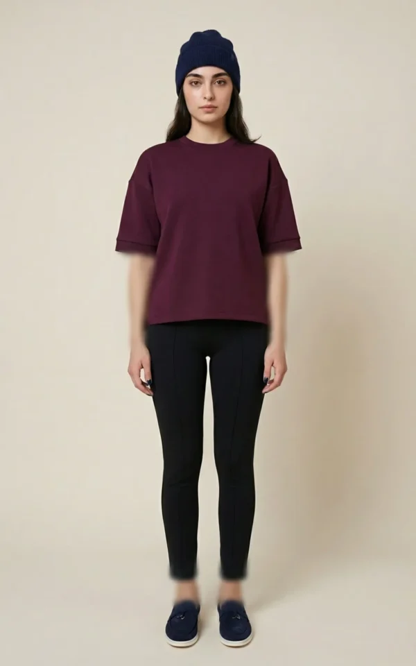 بلوز زنانه آستین سه ربع شیک برند نوادو پاییز-زمستانه بنفش رنگ