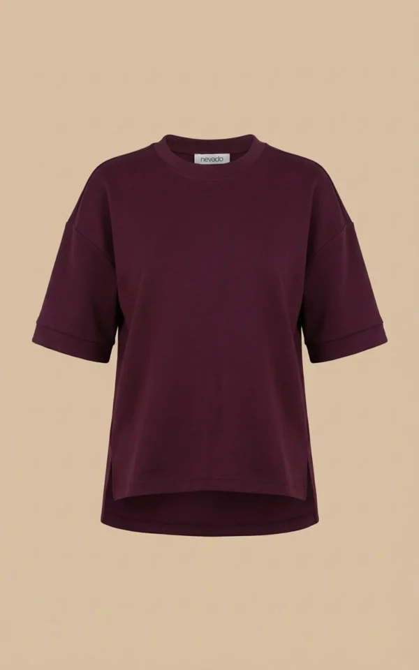 بلوز زنانه آستین سه ربع شیک برند نوادو پاییز-زمستانه بنفش رنگ