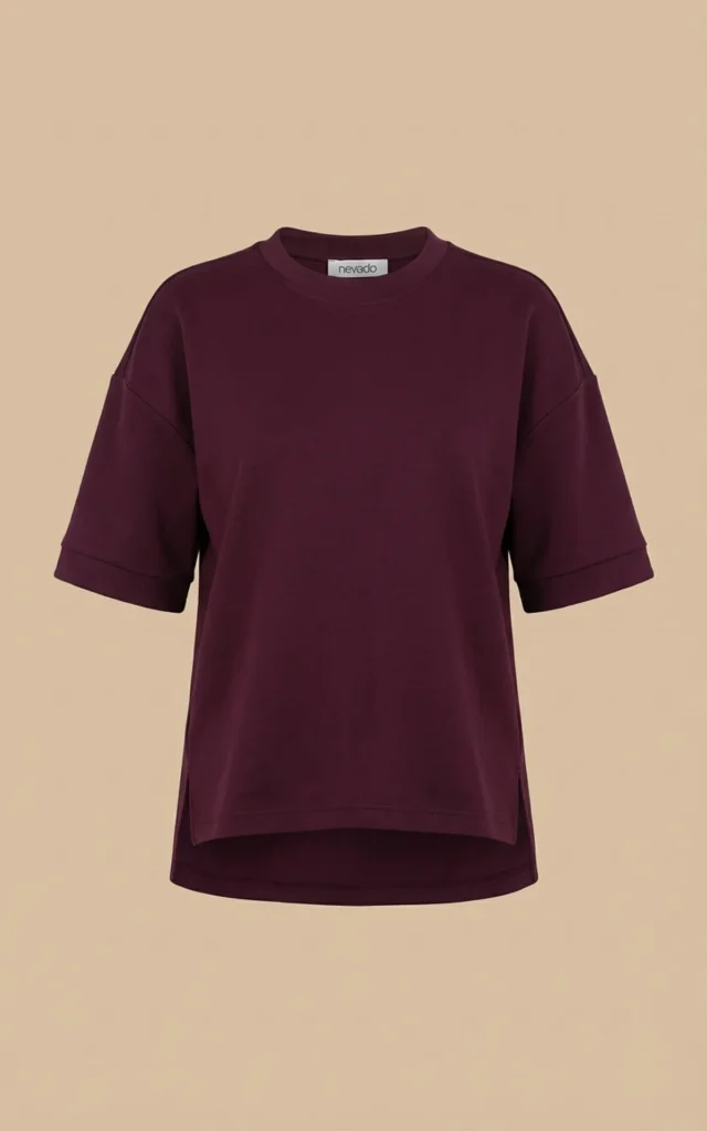 بلوز زنانه آستین سه ربع شیک برند نوادو پاییز-زمستانه بنفش رنگ