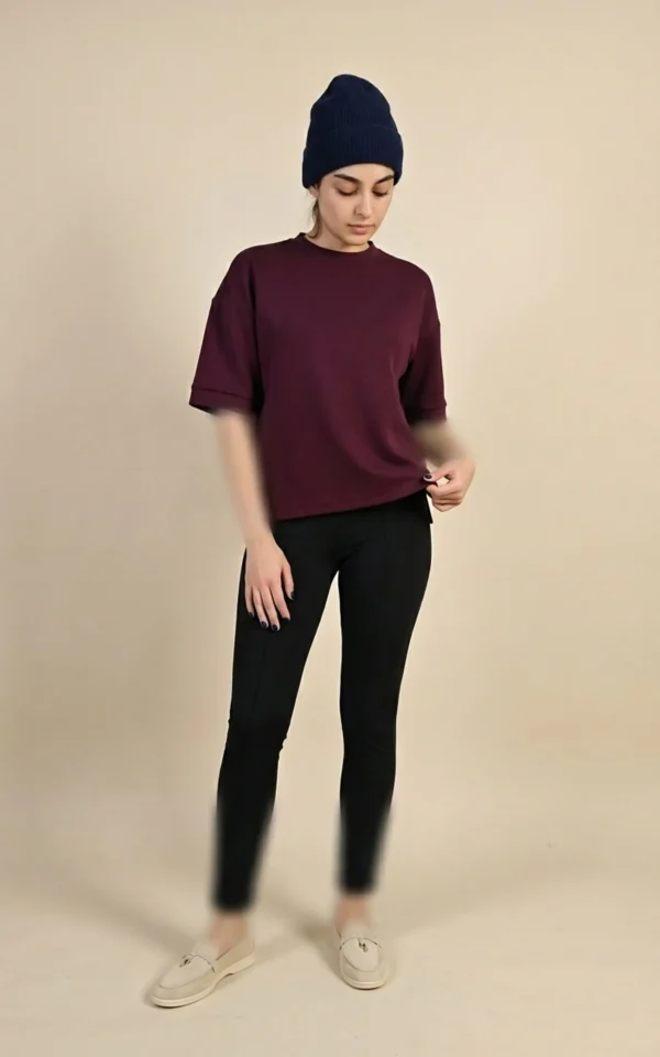 بلوز زنانه آستین سه ربع شیک برند نوادو پاییز-زمستانه بنفش رنگ