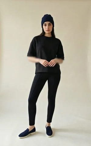 بلوز زنانه آستین سه ربع شیک برند نوادو پاییز-زمستانه مشکی