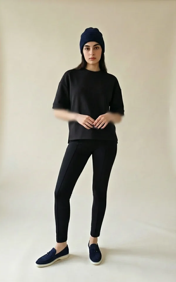 بلوز زنانه آستین سه ربع شیک برند نوادو پاییز-زمستانه مشکی