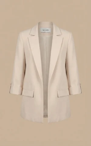 کت زنانه کرم جلوباز با یقه انگلیسی نوادو کد 404113121801