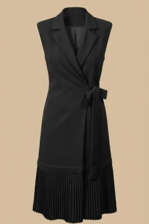 پیراهن زنانه مشکی یقه انگلیسی نوادو کد 404114131701