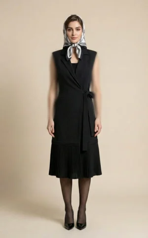 پیراهن زنانه مشکی یقه انگلیسی نوادو کد 404114131701 - Image 5