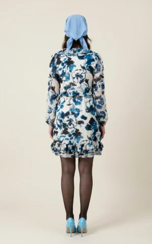 پیراهن زنانه گلی با یقه کلوش و بند گره‌ای نوادو کد 404114231814 - Image 4