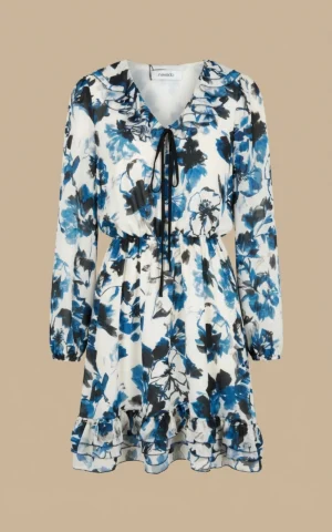 پیراهن زنانه گلی با یقه کلوش و بند گره‌ای نوادو کد 404114231814