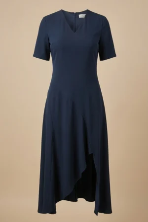 پیراهن زنانه سرمه‌ای آستین کوتاه یقه هفت نوادو کد 404114301843